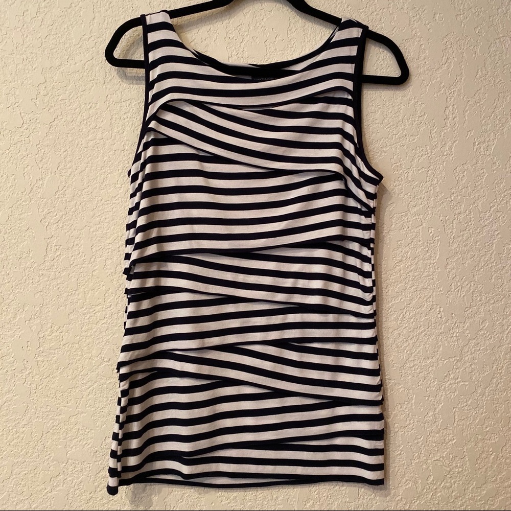 Vince Camuto Black & White Stripe Layered Tank
